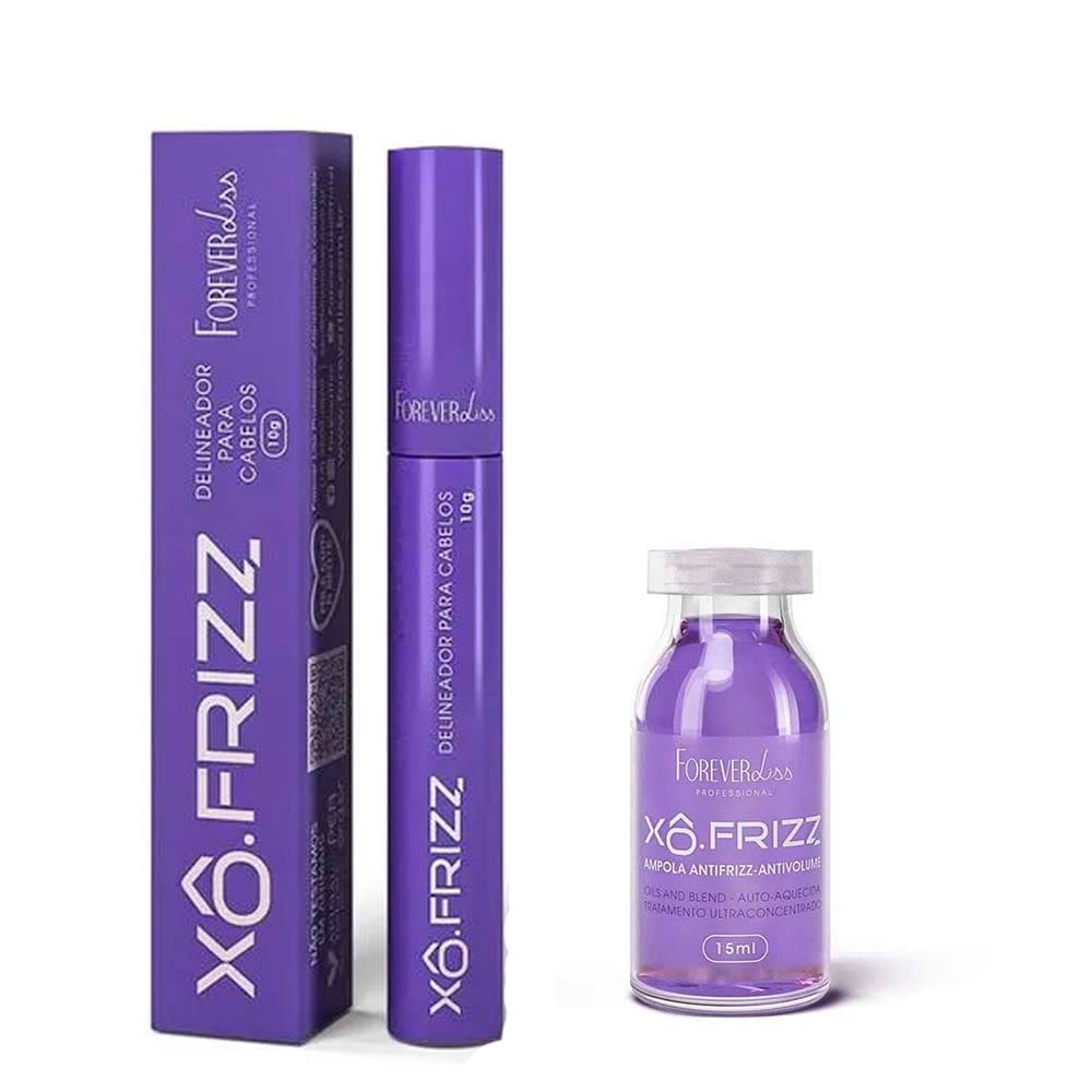 Kit Modelador Xô Frizz e Ampola Para Cabelo Forever Liss