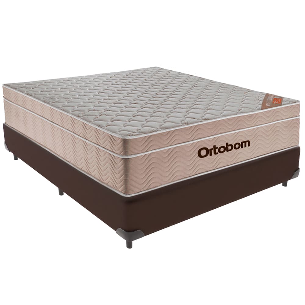 Cama Box Viúvo Marrom e Colchão Ortobom Airtech Spring