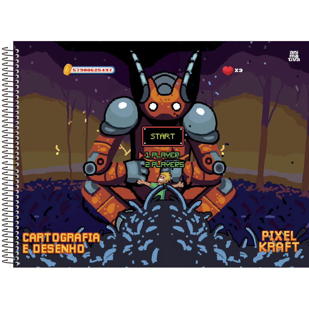 Caderno Desenho 60 Folhas Pixel Kraft  Animativa 3609
