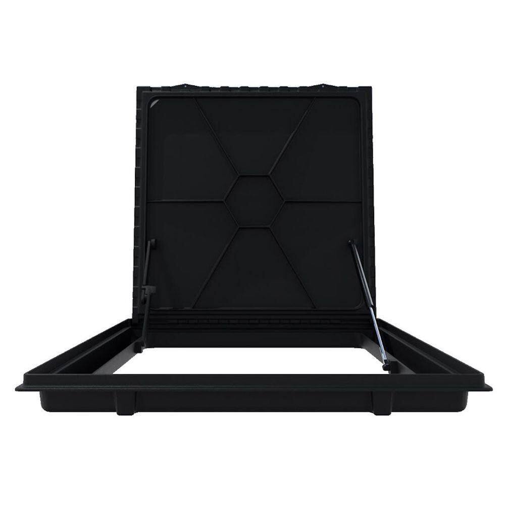 Tampa Casa Máquina Alumínio Rebaixo Invisível Preta 75x75cm