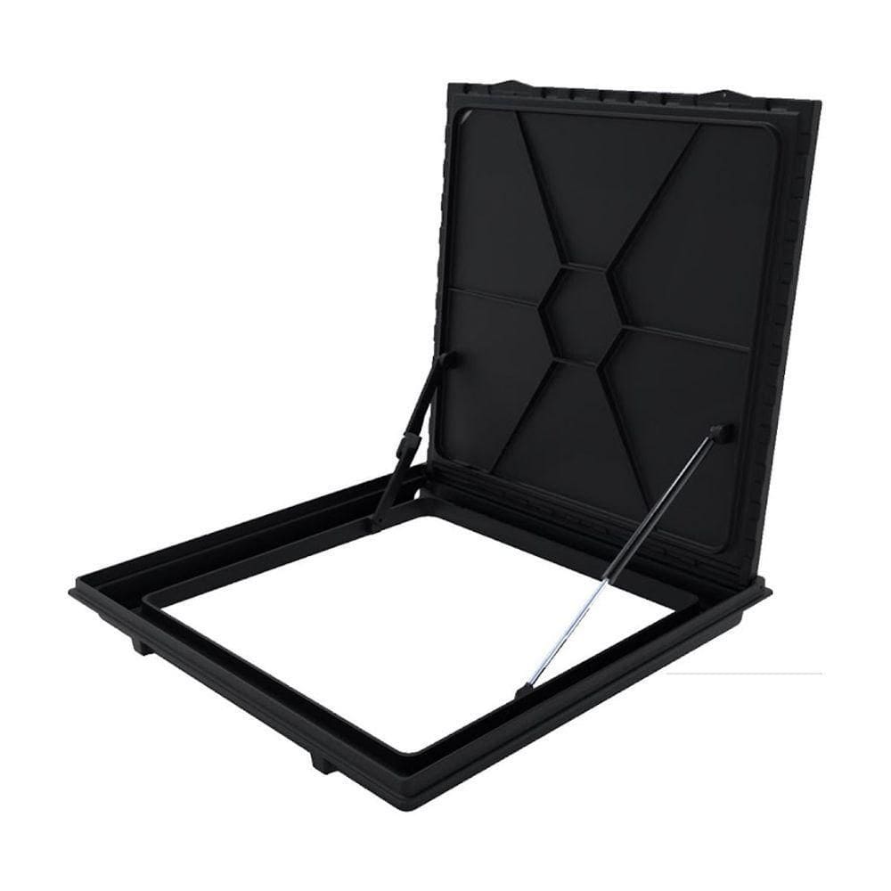 Tampa Casa Máquina Alumínio Rebaixo Invisível Preta 80x80cm