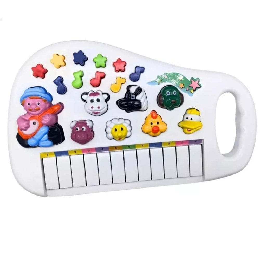 Teclado Piano Musical Com Luz Infantil Fazendinha Baby Iaiao Aprendizado Criança