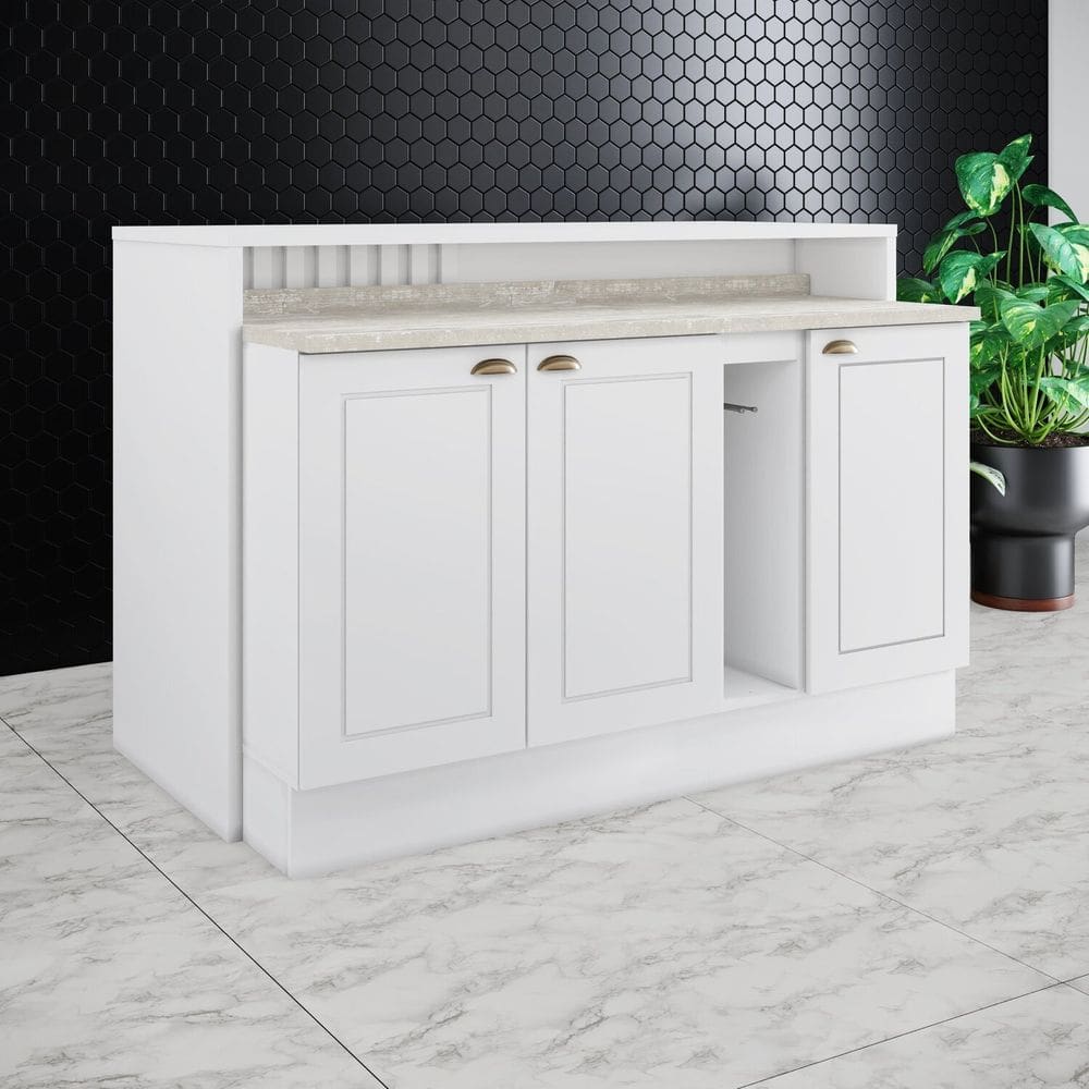 Kit Ilha Gourmet 3 Portas com Tampo Internacional Branco