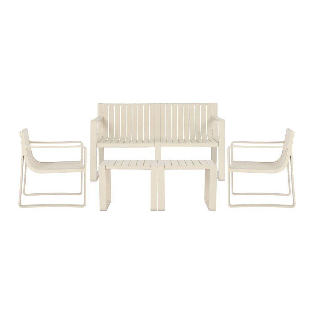 Conjunto Para Jardim com um Sofá, Duas Poltronas e Duas Mesas de Centro Verte Eco Bambu