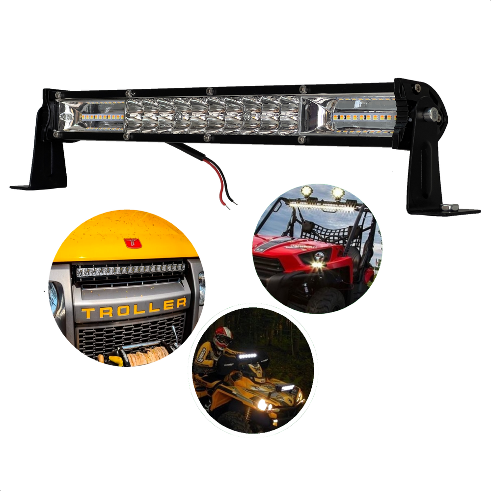 Barra de LED SLIM farol auxiliar troller rally off-road BAR-120ULTRA 34cm 120W Amarela / branca