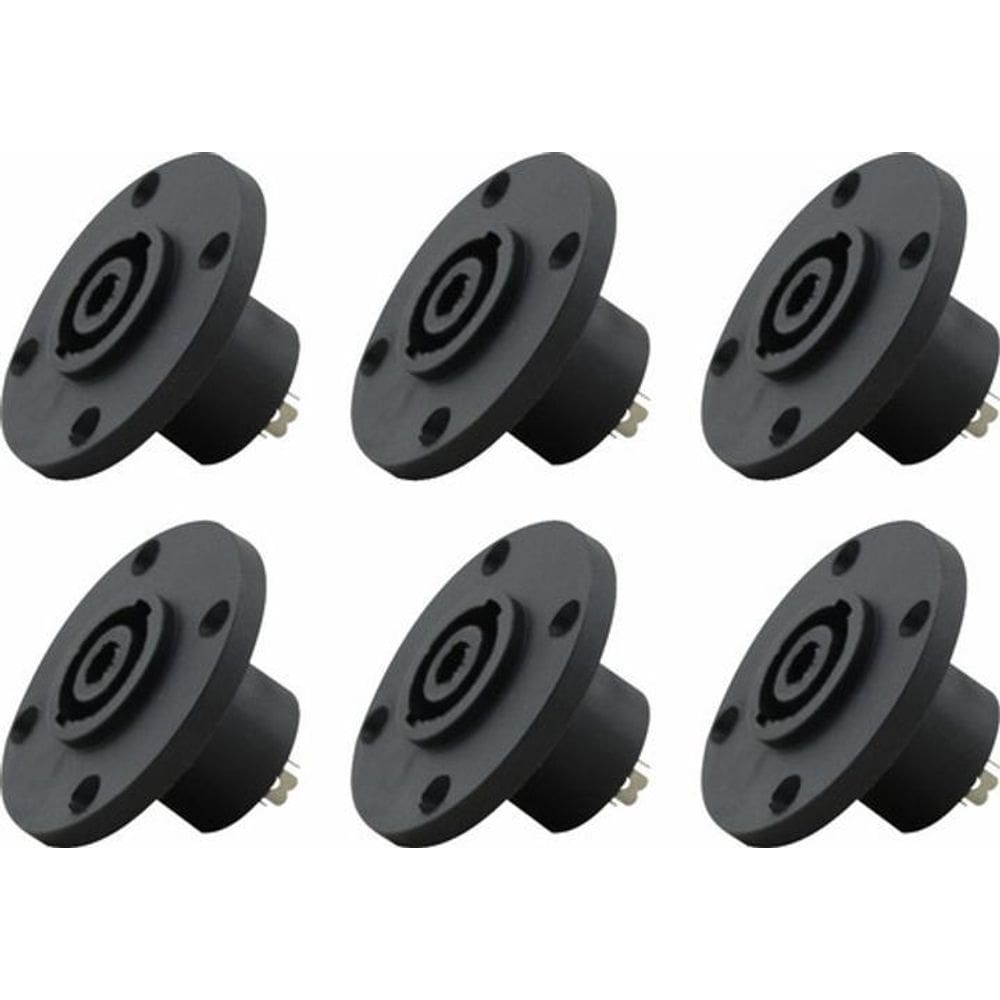 Kit 6 Conector Speakon Femea 4V Redondo Painel Tozz