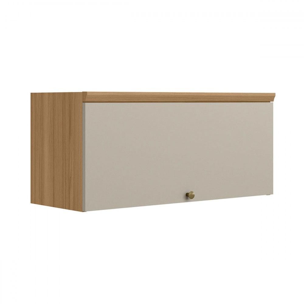 Armário Aéreo Cozinha 80 Cm Selene 1 Porta 100% Mdf Jequitibá/Off White Fosco - Linea Brasil