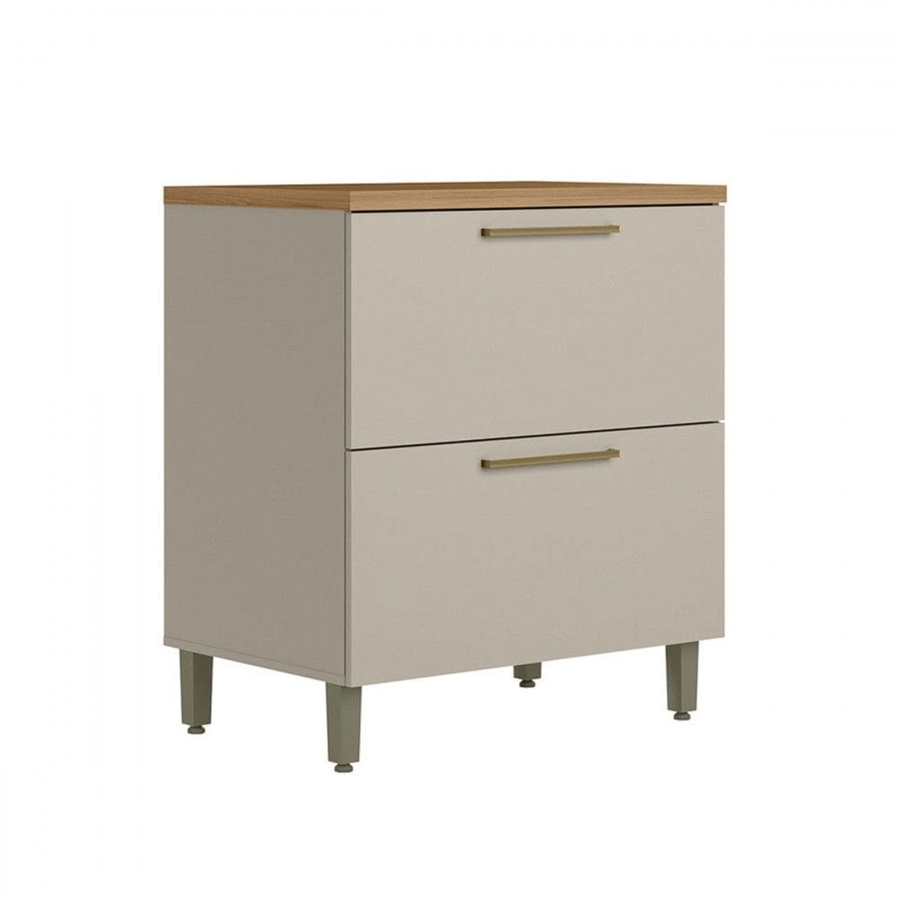 Balcão de Cozinha 80 Cm Atena 1 Porta 1 Gaveta 100% Mdf Jequitiba/Off White Fosco - Linea Brasil