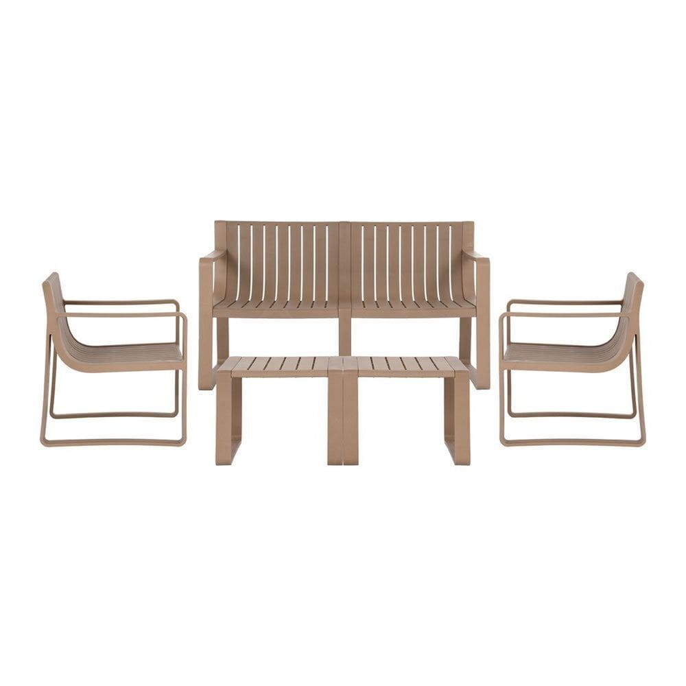 Conjunto Para Jardim com um Sofá, Duas Poltronas e Duas Mesas de Centro Verte Eco Café