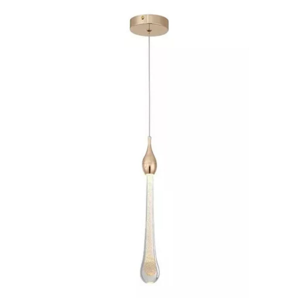 Lustre Pendente Gota Dourado 3W 3000K Bivolt Domum