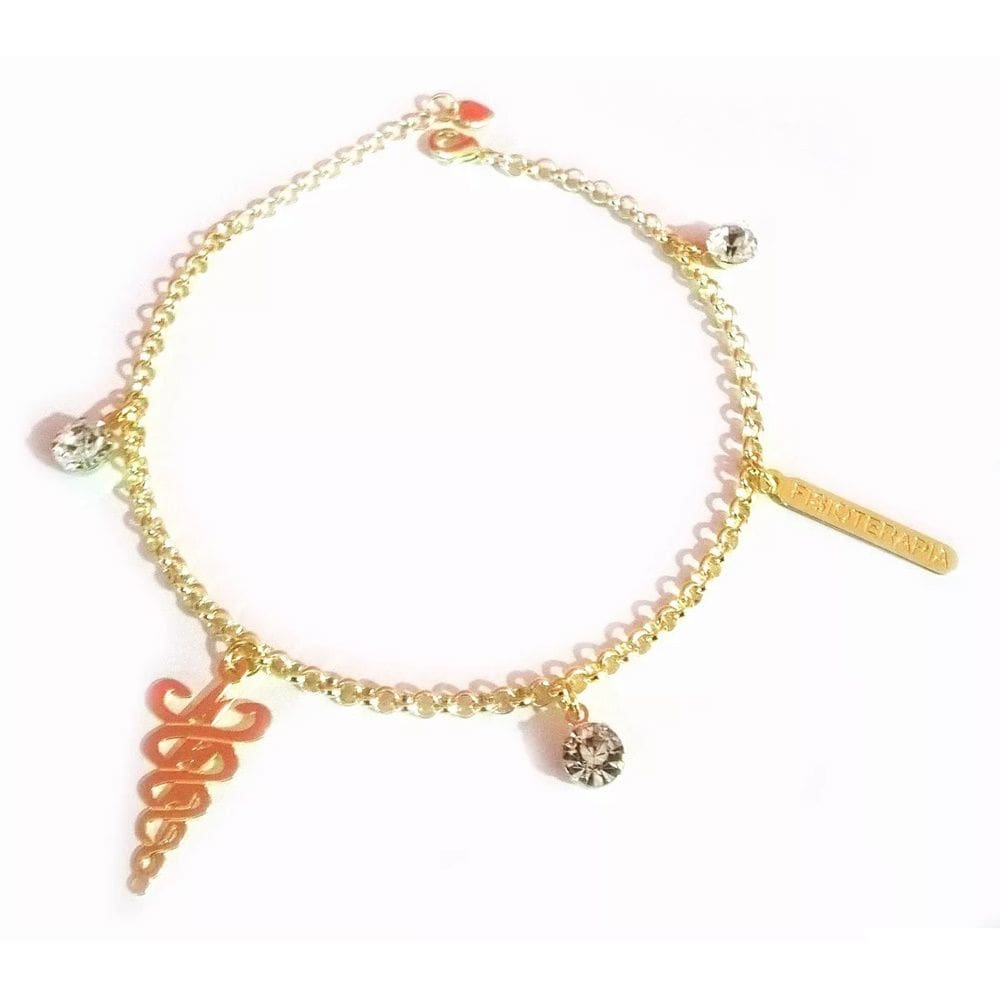 Pulseira Fisioterapia Curso Profissão Folheado Ouro 18k