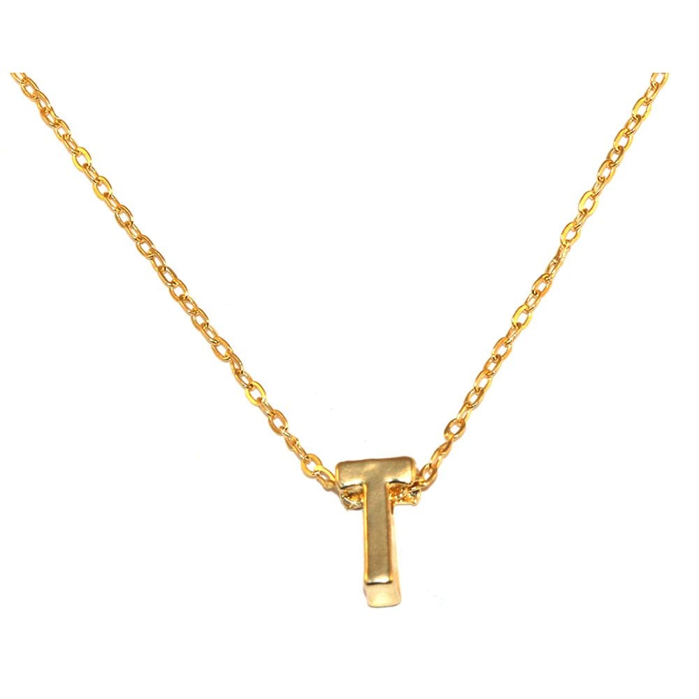 Colar Cordão Minha Inicial Letra T Folheado Ouro 18k