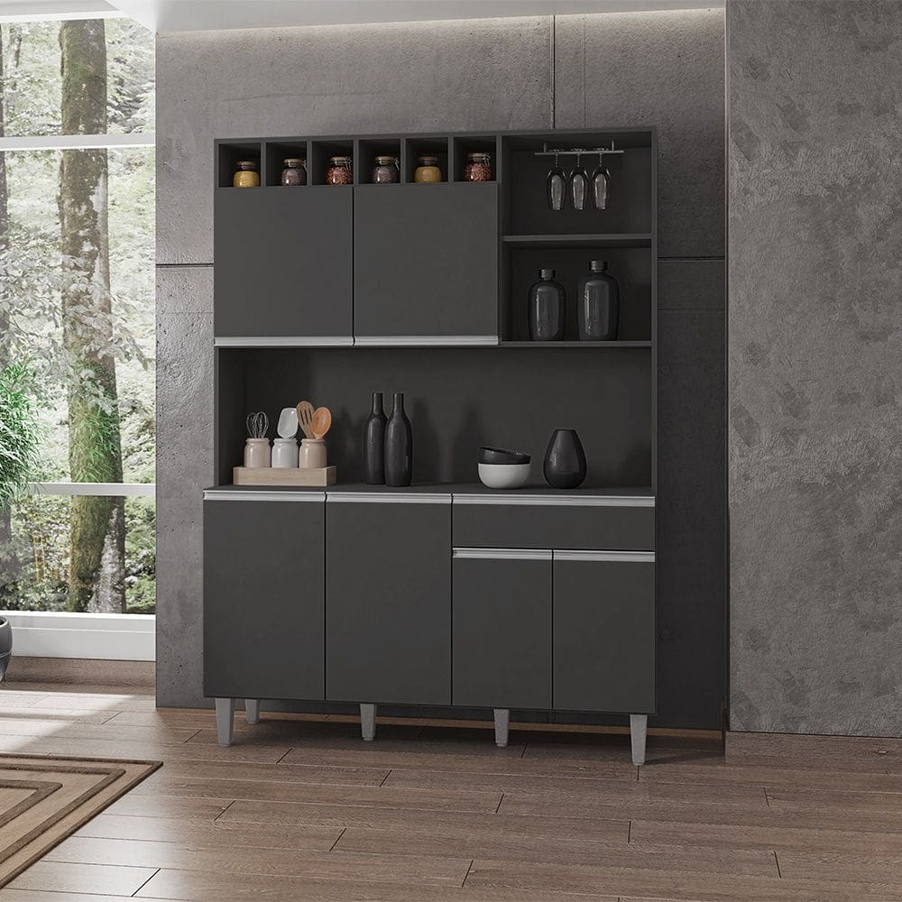 Cozinha Compacta Alice 130cm Cinza AJL Móveis