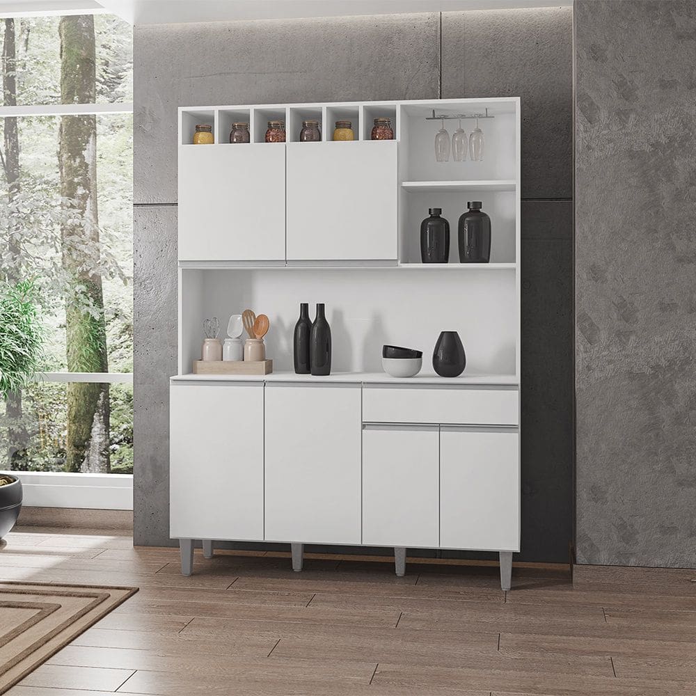 Cozinha Compacta Alice 130cm Branco AJL Móveis