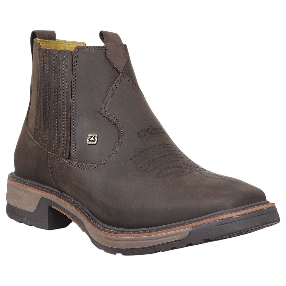 Botina Masculina Marrom Bico Quadrado Zebu 37977