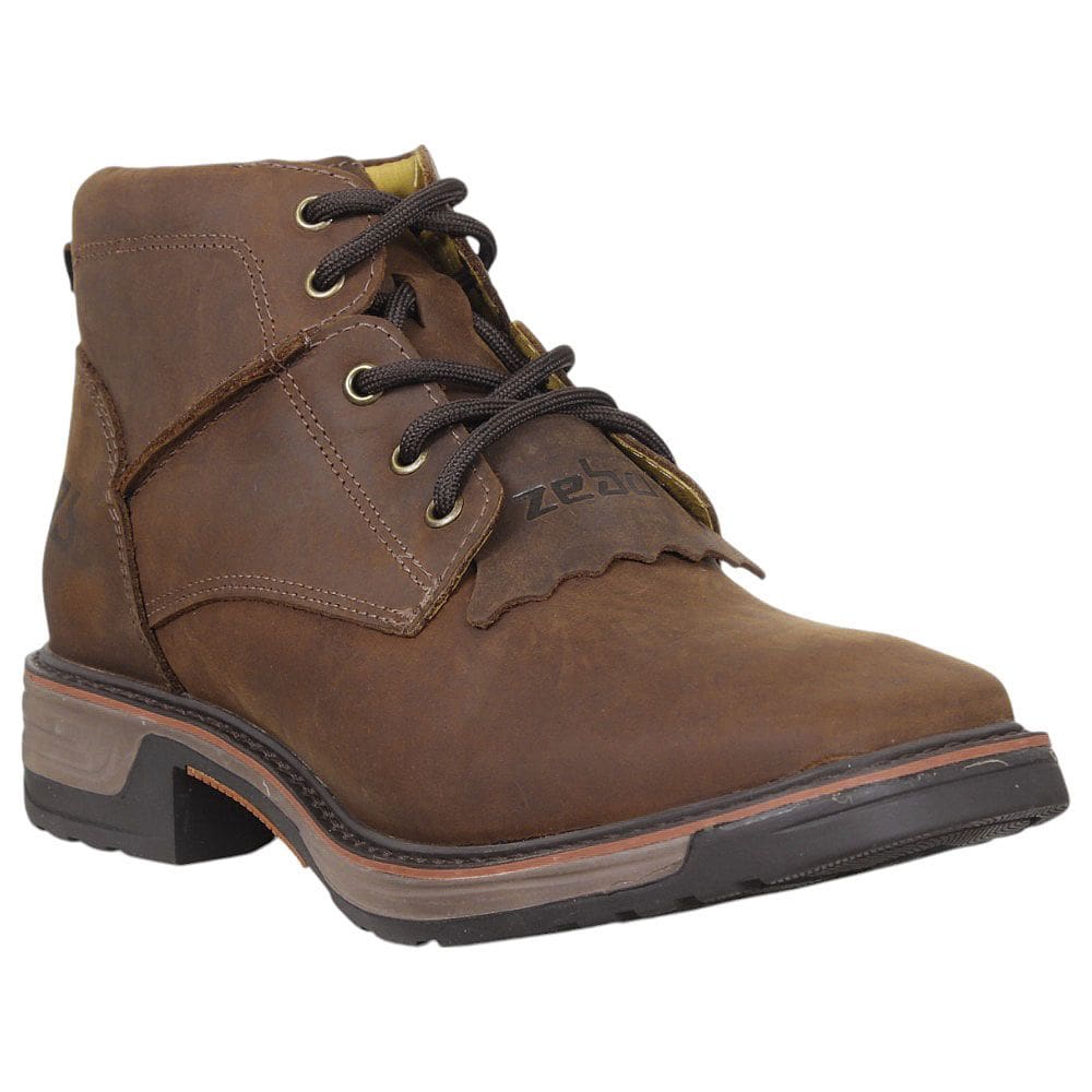 Botina Masculina Marrom Bico Quadrado Zebu 37976