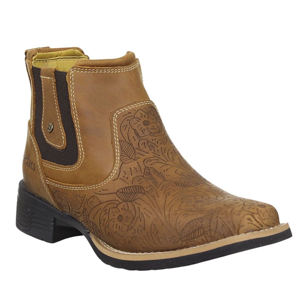 Botina Feminina Marrom Bico Quadrado Zebu 37966