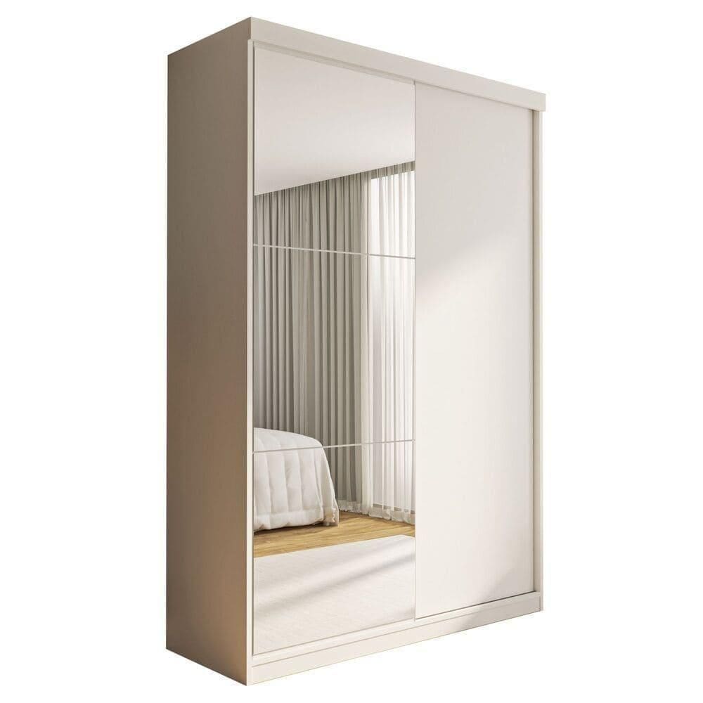 Guarda Roupa 2 Portas De Correr Com Espelho 2 Gavetas Salvador Minastex Branco