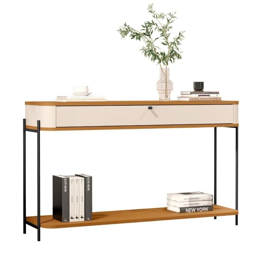 Aparador De Sala Aparador Para Sala Buffet 1 Gaveta - Off White Nature Preto Off White Nature Preto