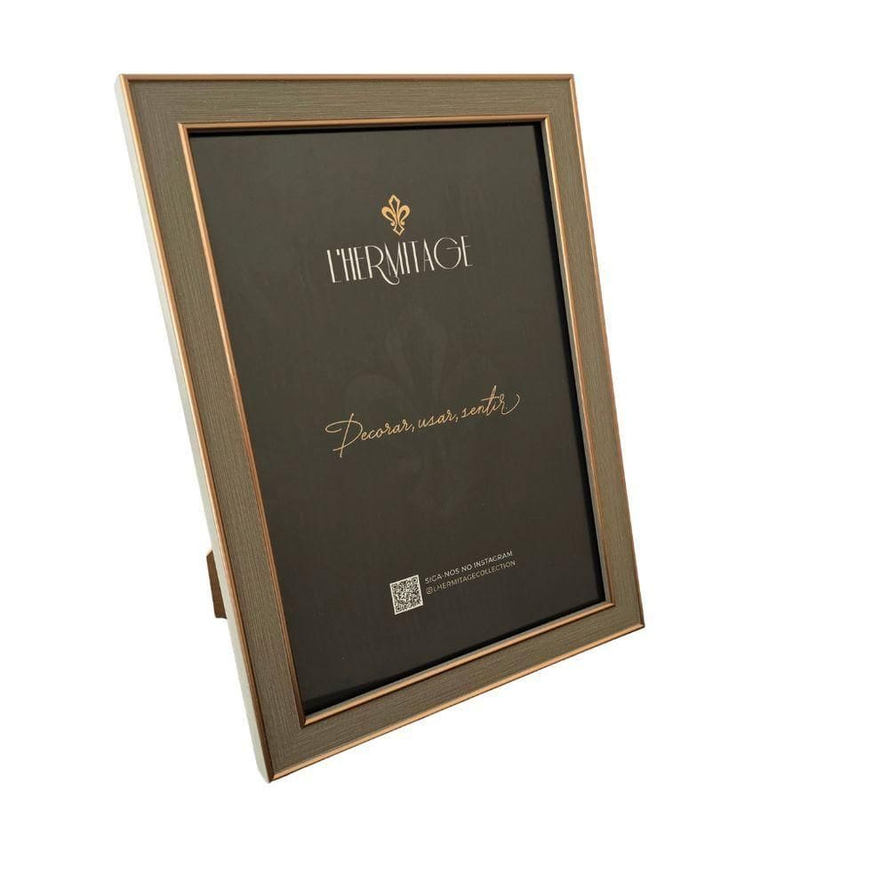 Porta Retrato Poliestireno - Cinza - Dourado 21 X 30cm