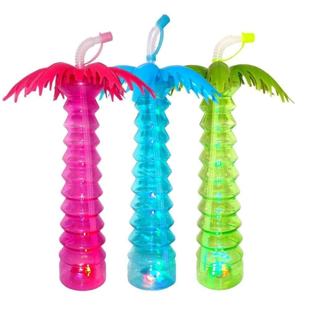 Copo Com Canudo Coqueiro De Plástico - 500ml
