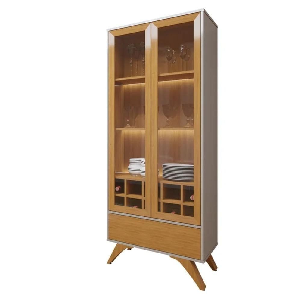 Cristaleira Reflecta 2p Com Led Mavaular Off White Naturalle