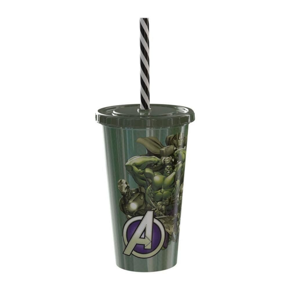 Copo Com Canudo Hulk Vingadores Shake - 500ml