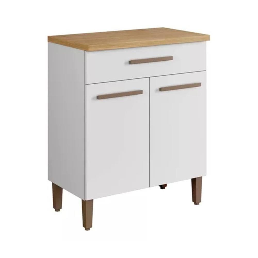 Balcão De Cozinha ômega 2 Portas 1 Gaveta Cinamomo Off White