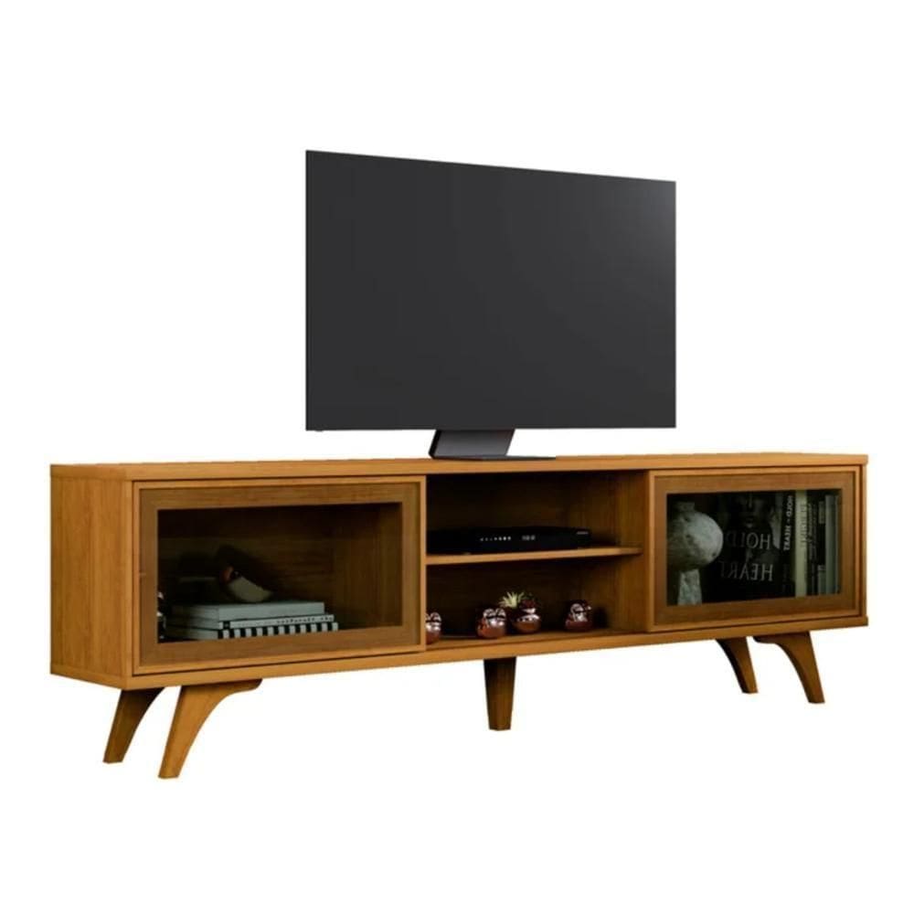 Rack Para Tv Até 75 Polegadas Vitrum 2 Portas De Correr Reflecta Naturalle