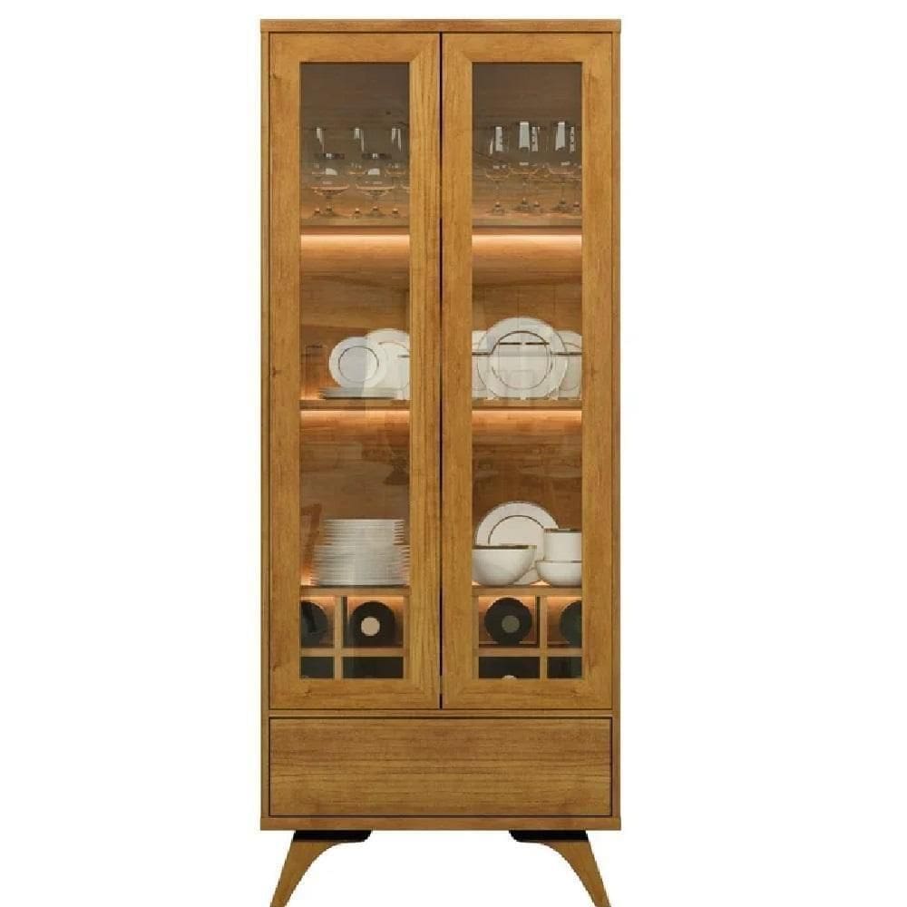 Cristaleira Reflecta 2 Portas Com Led Mavaular Naturalle