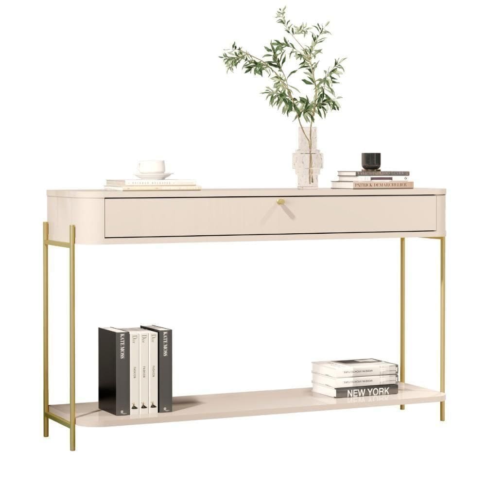 Aparador De Sala Aparador Para Sala Buffet 1 Gaveta - Off White Dourado