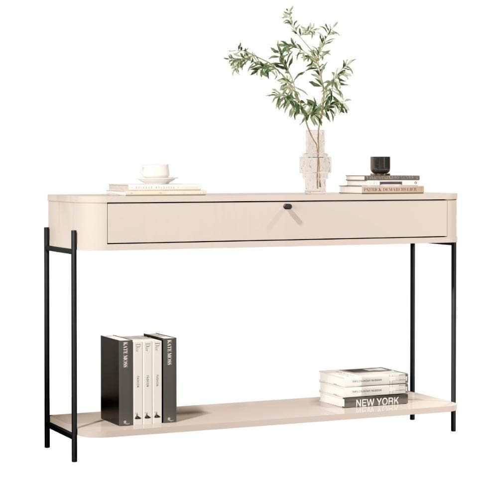 Aparador De Sala Aparador Para Sala Buffet 1 Gaveta - Off White Preto
