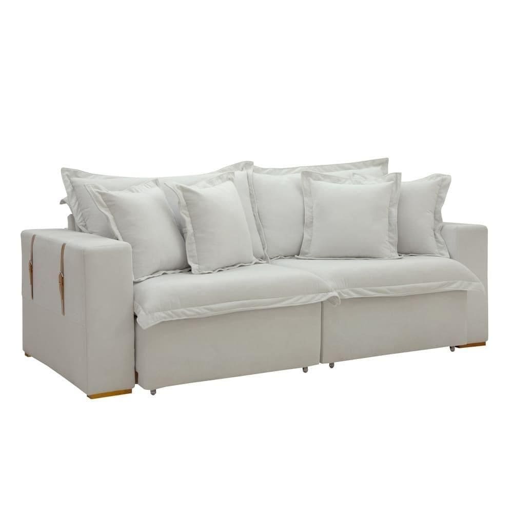 Sofá Cama Retrátil E Reclinável Arizona Boucle Gelo 2,20m