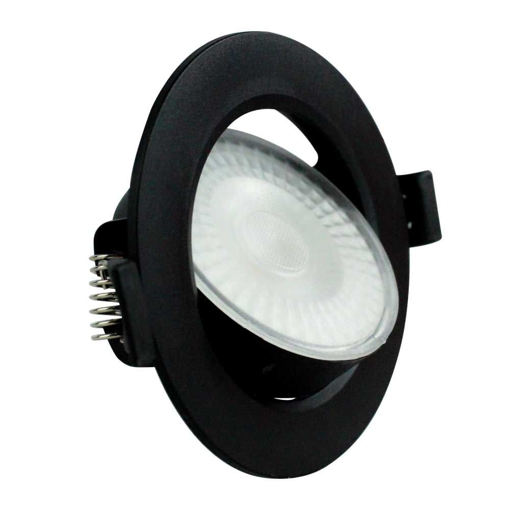 Kit 5 Spot Led 7w Redondo 6500k Preto Bivolt Foxlux