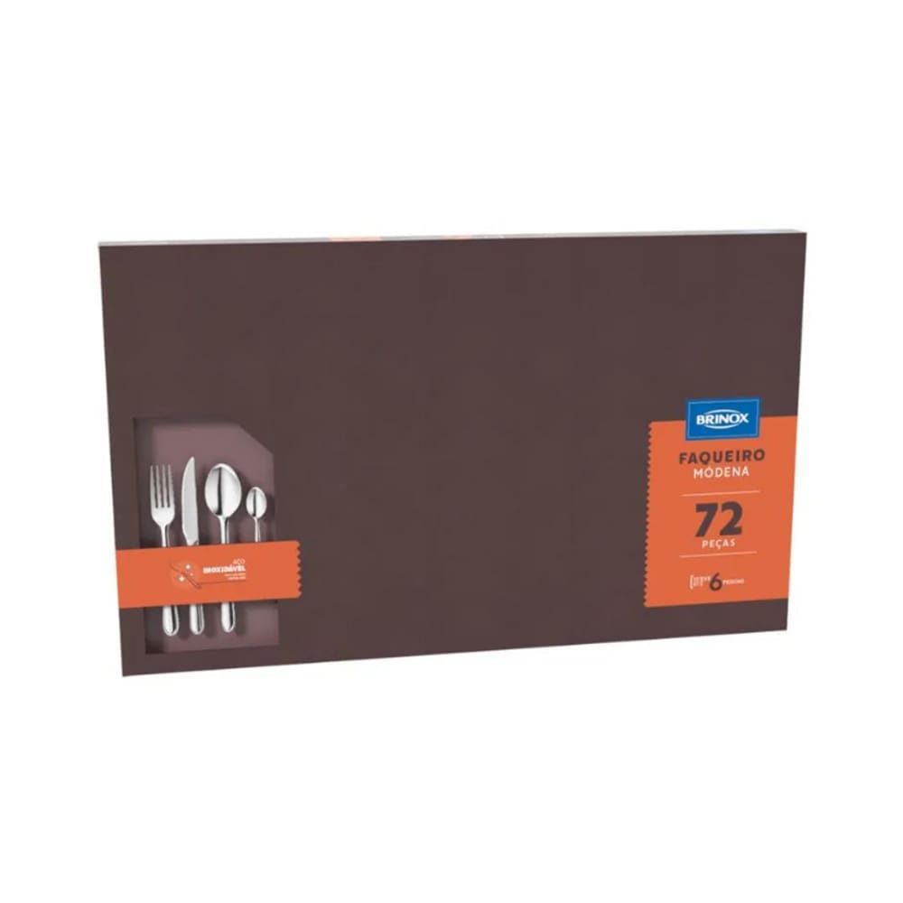 Faqueiro Módena em Aço Inox com 72 Peças Brinox
