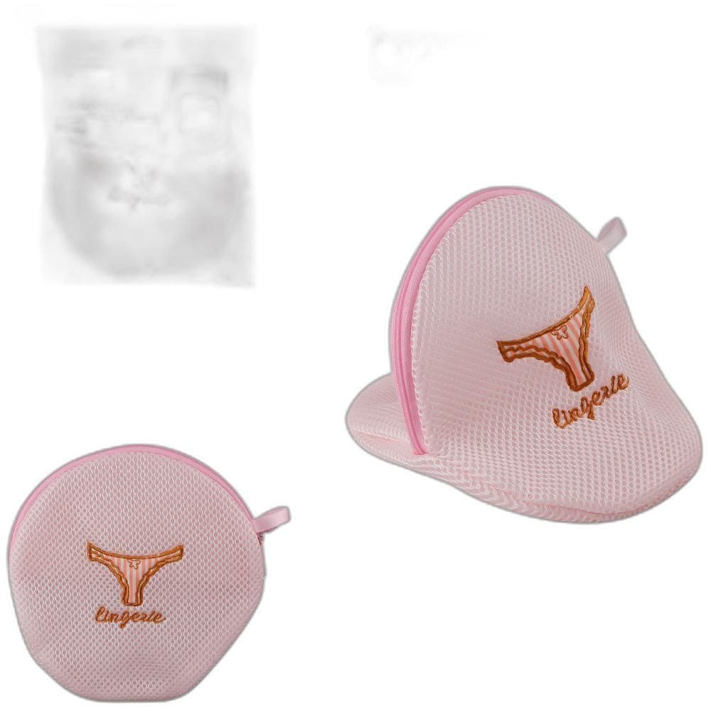 Saco Protetor Para Lavar Roupa Calcinha Com Ziper Rosa 20Cm