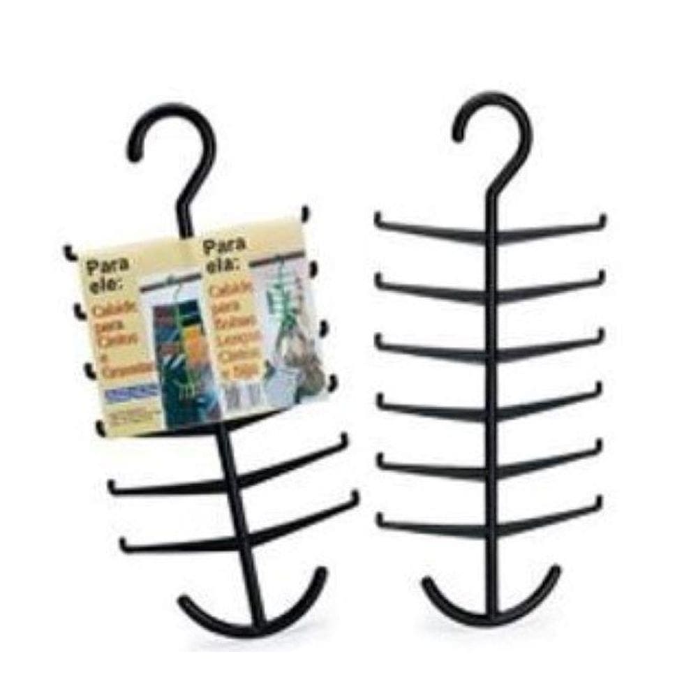 Cabide Para Cinto Gravata 14,5X30Cm Plastico Preto - 140797