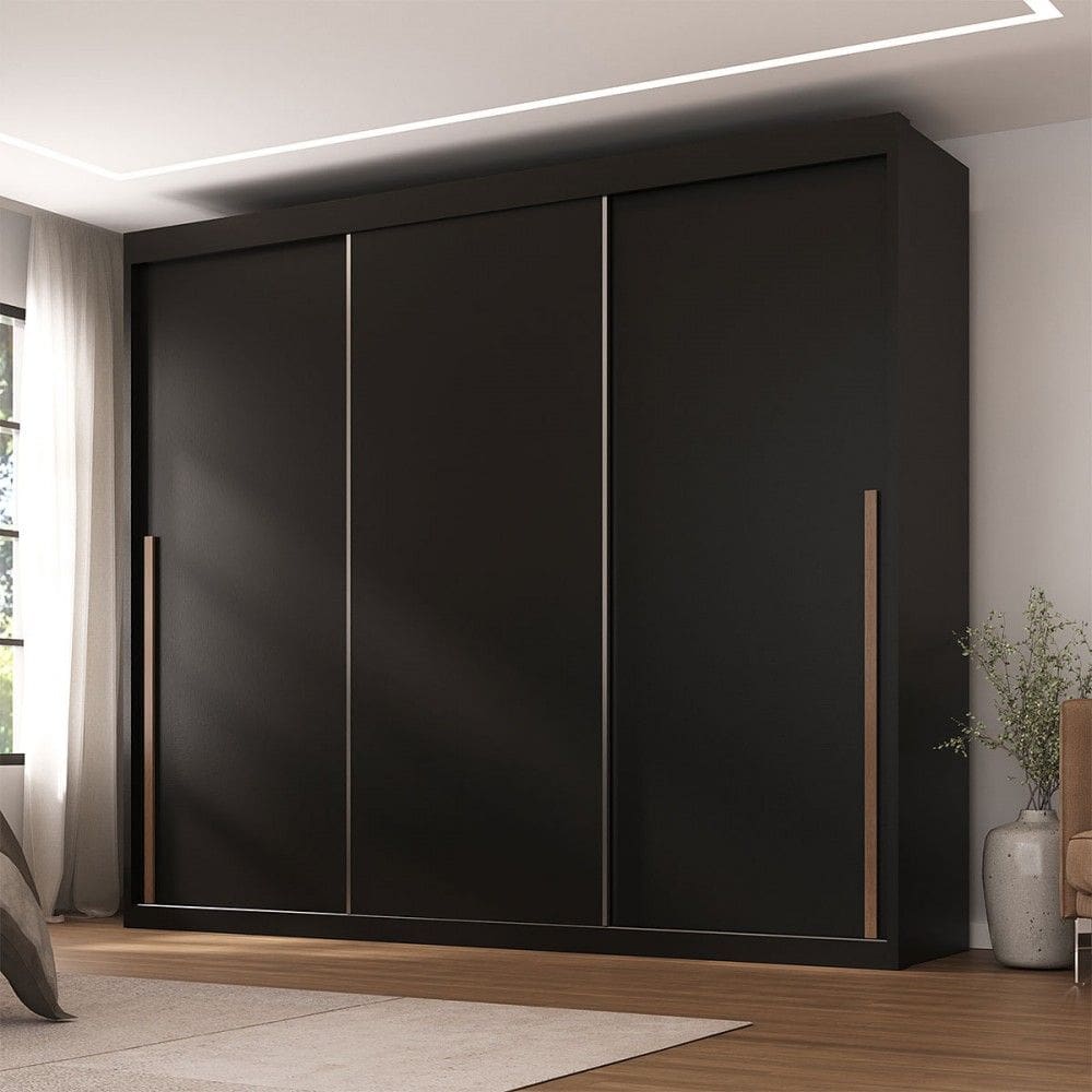 Guarda-Roupa Casal Senna 3 Portas 6 Gavetas Preto - Maxel