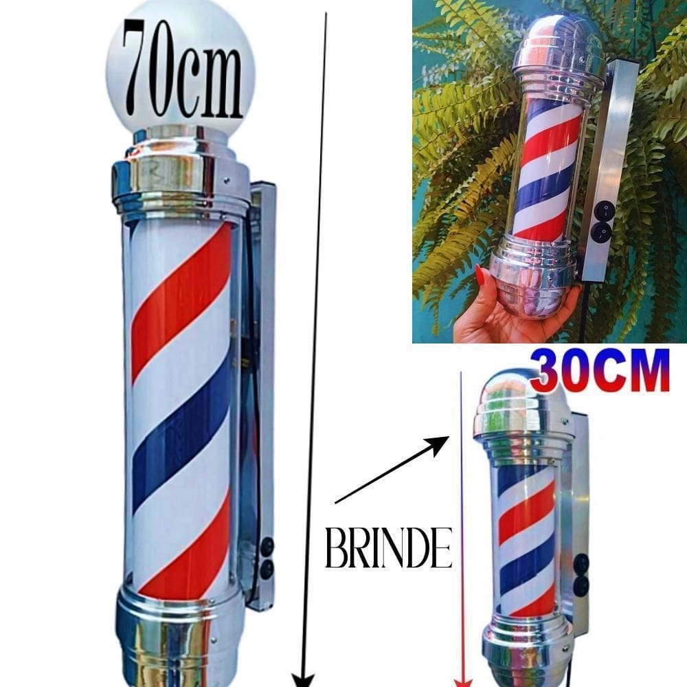 Luminaria Barber Pole 70Cm+Mini 30Cm Voltagem 110V Giratório