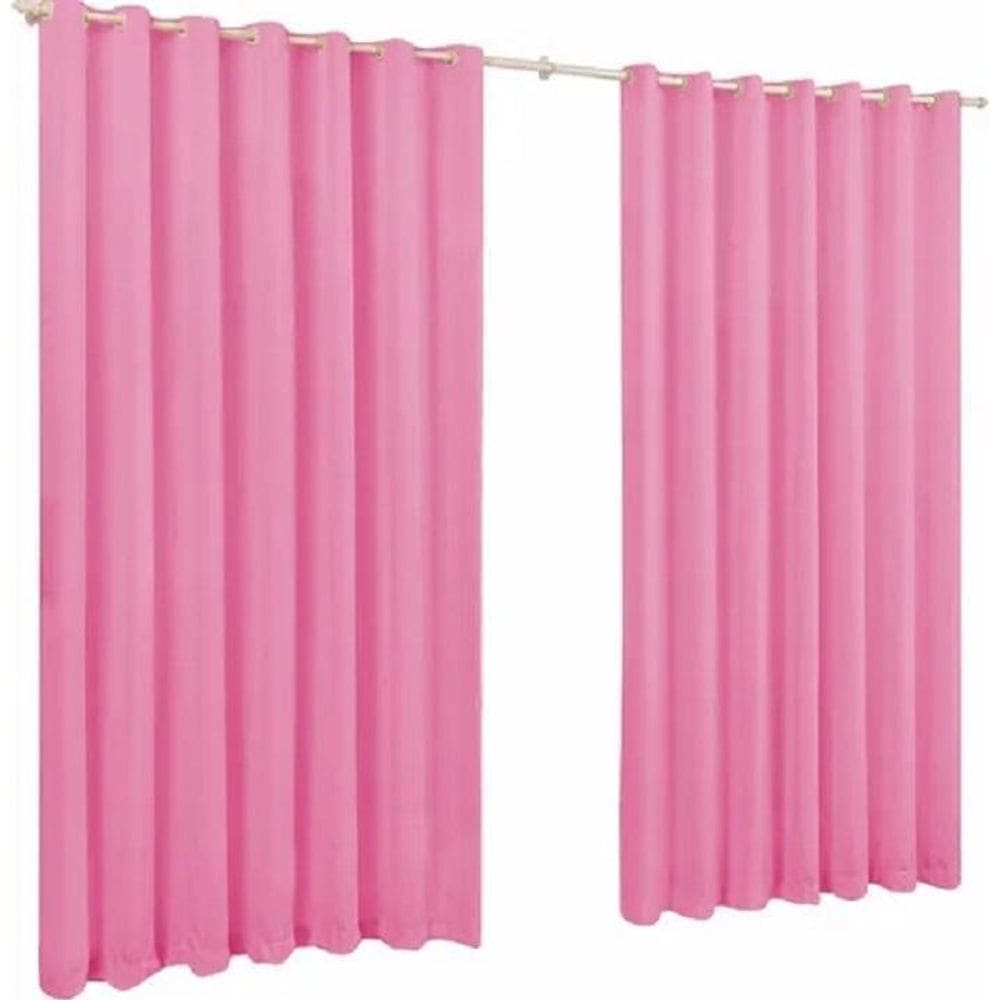Cortina De Microfibra 5,00X2,50 Rosa Ilhós Cromado Quadrado.