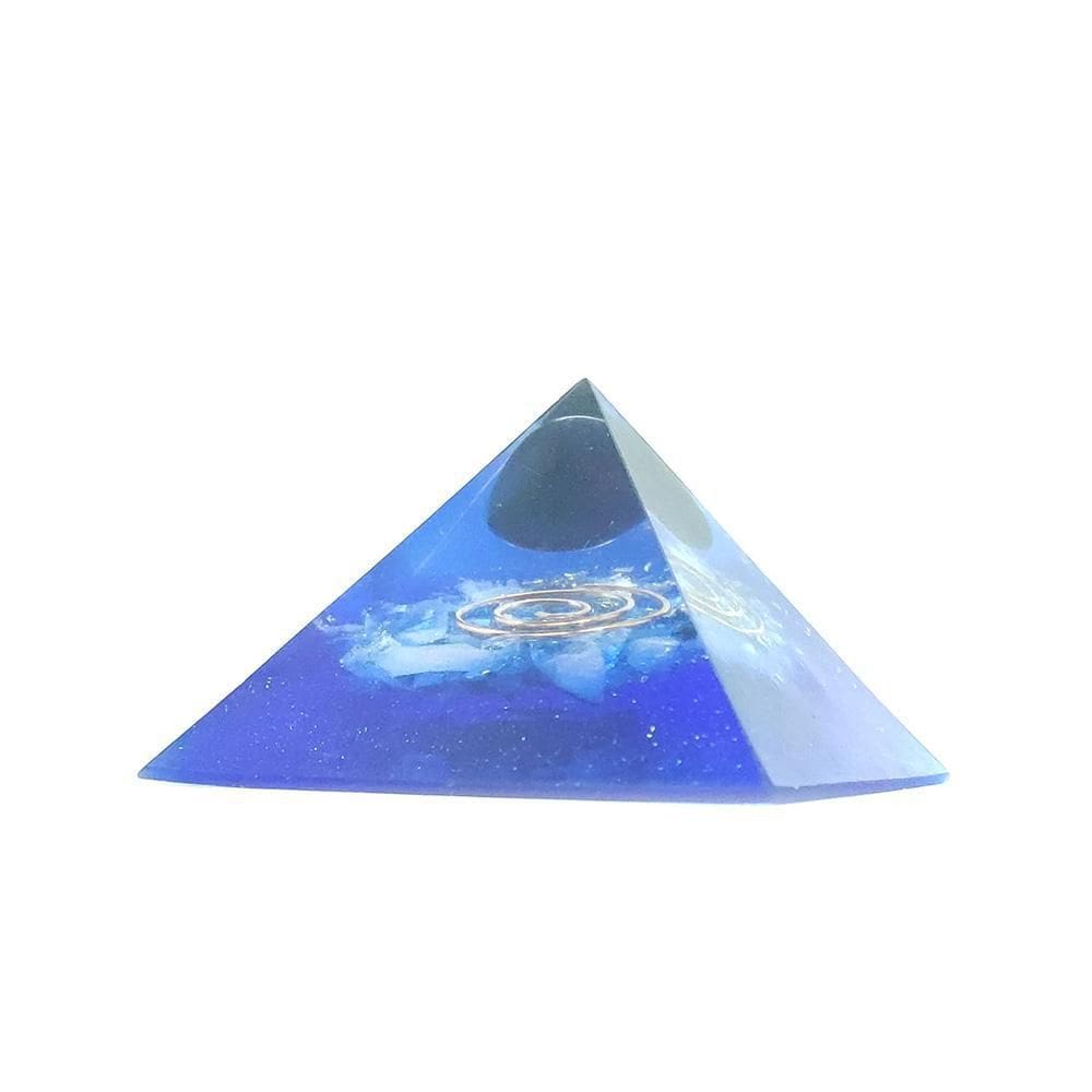 Orgonite Pirâmide Azul Com Pedra Estrela - Conhecimento
