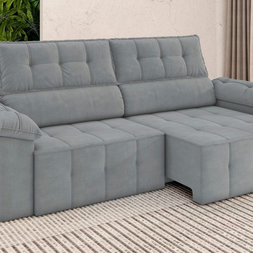 Sofá Reclinável 3 Lugares 220cm Santorini Cinza