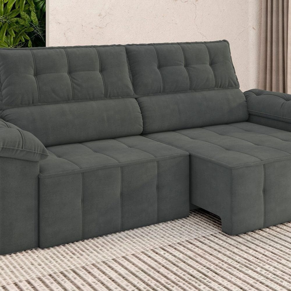 Sofá Reclinável 3 Lugares 220cm Santorini Titânio