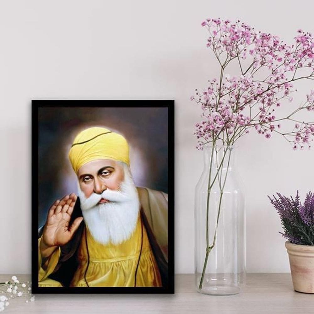 Quadro Decorativo Guru Nanak 33X24Cm Preta