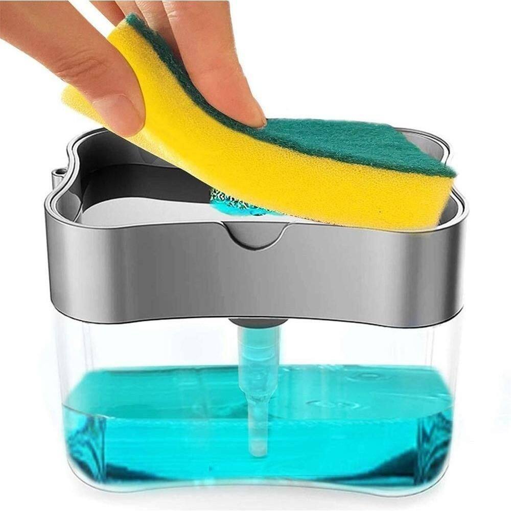 Dispenser Sabão 2X1 Detergente Suporte Porta Bucha Esponja