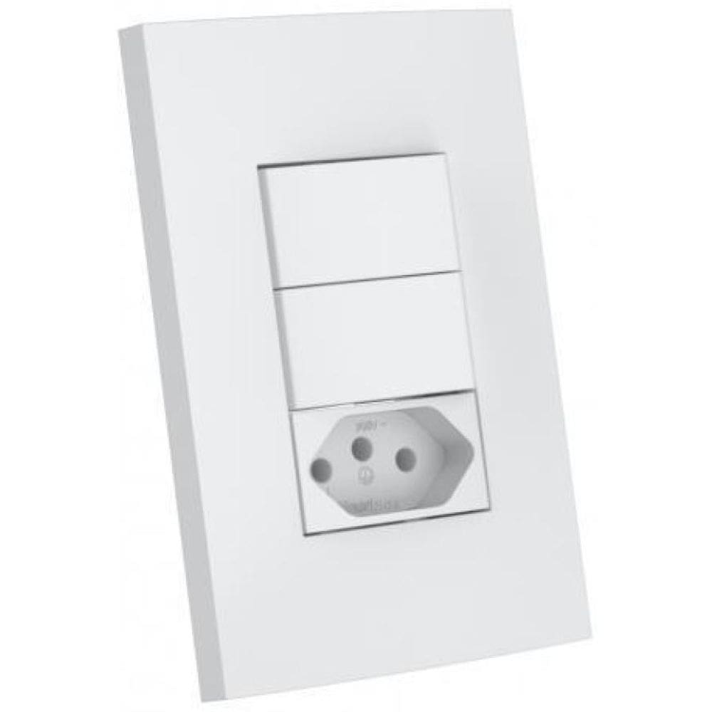 Cj Int. Duplo Simples + Tomada 20A 4X2-Enerbras Dubai Branco