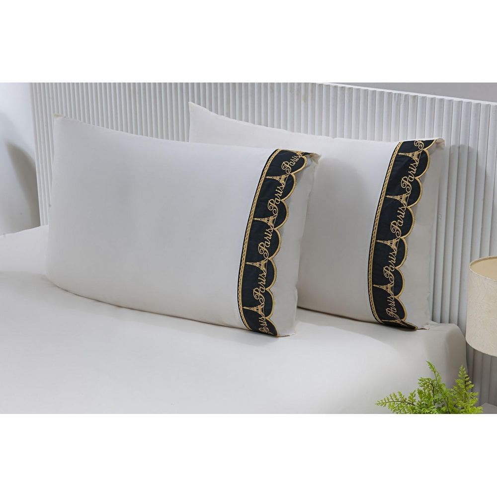 2 Fronhas 50Cmx70Cm 100% Algodão 180 Fios Barrado Bordado