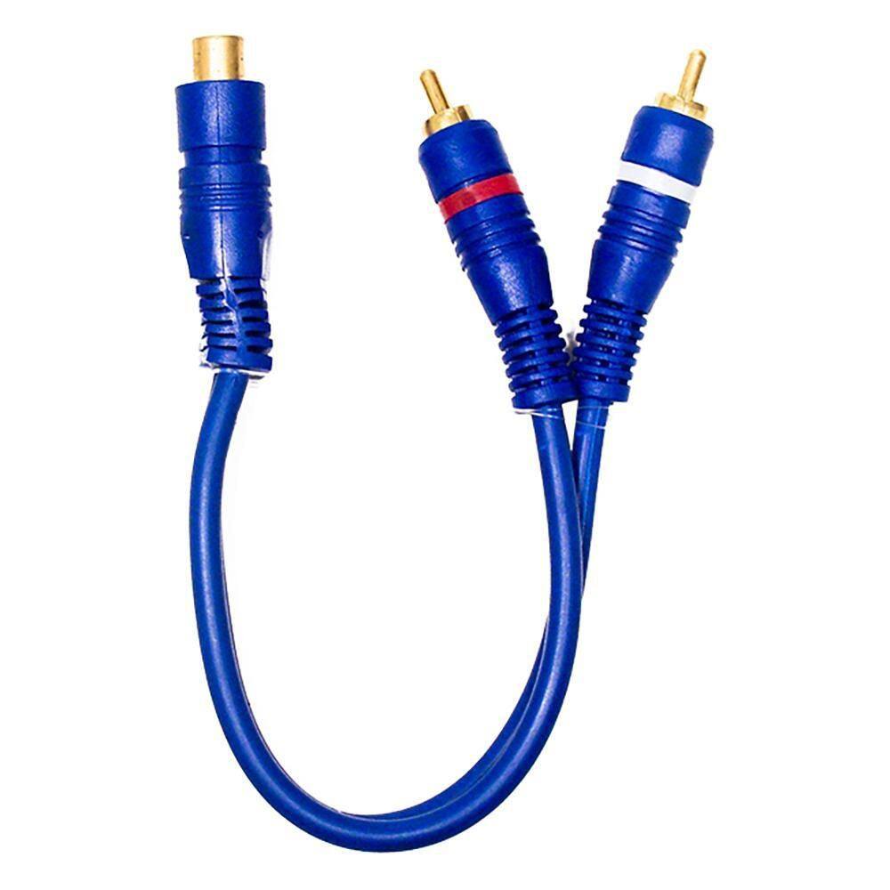 Cabo De Audio Y 1 Rca Fêmea + 2 Rca Macho Gold Azul