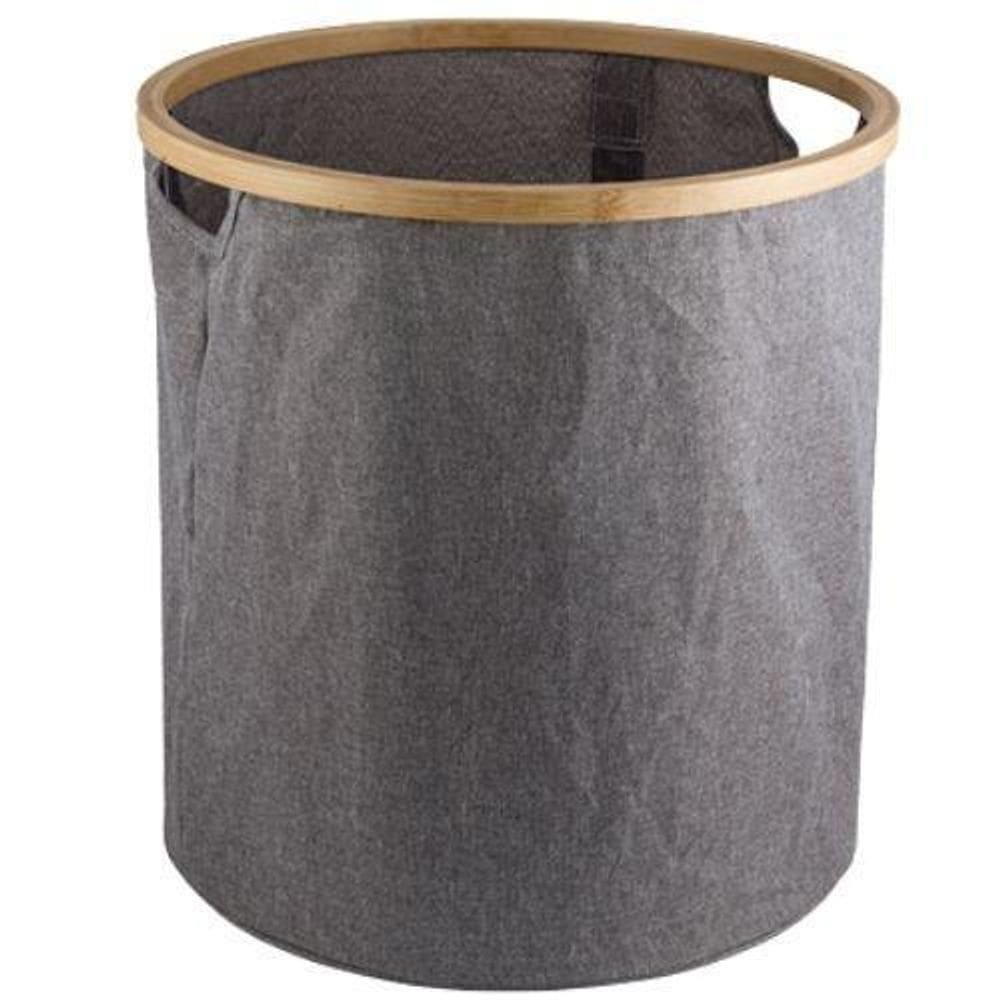 Mimo Style Cesto Para Lavanderia Com Bambu Grey Redondo
