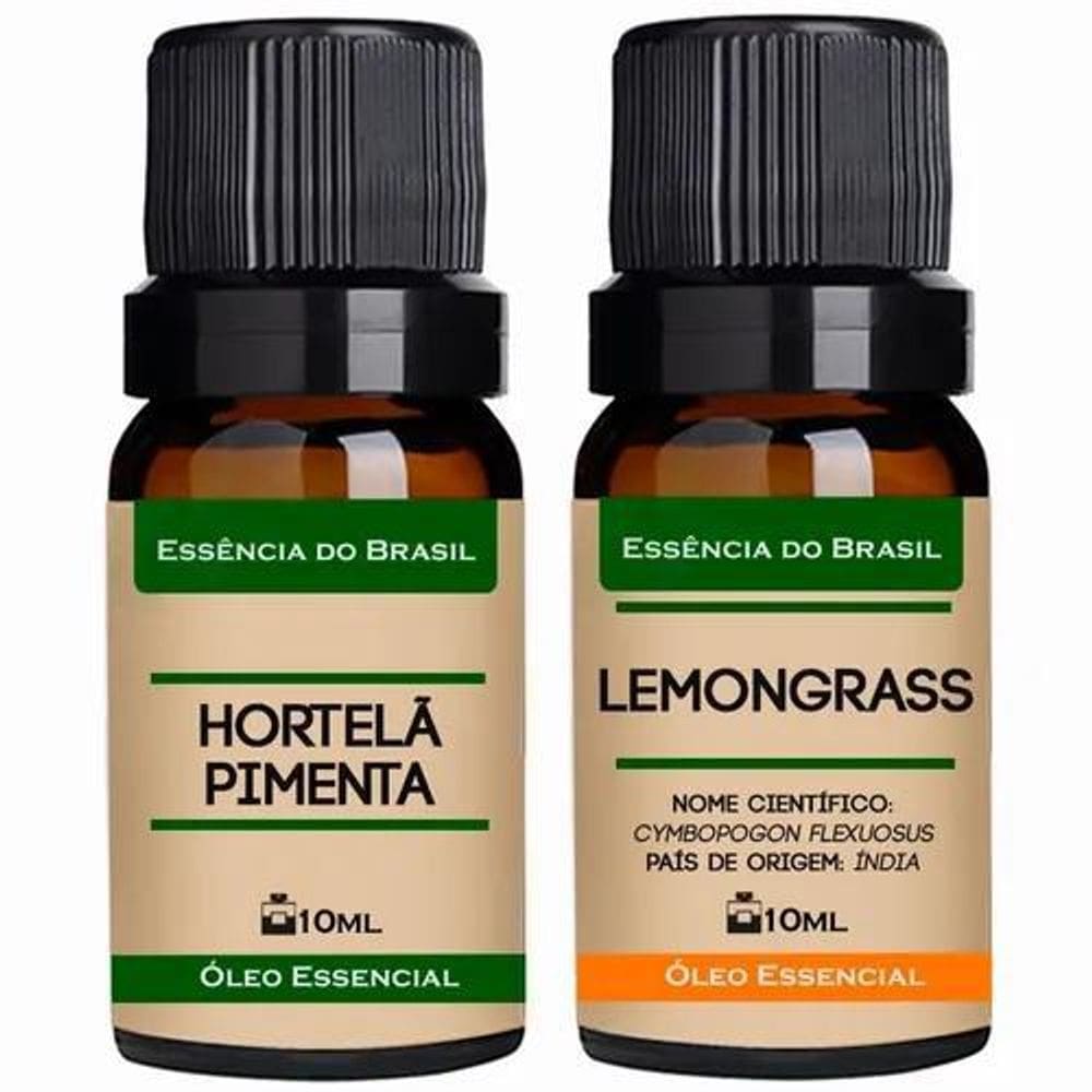 Kit 2 Óleos Essenciais 10Ml - Menta Piperita + Lemongrass